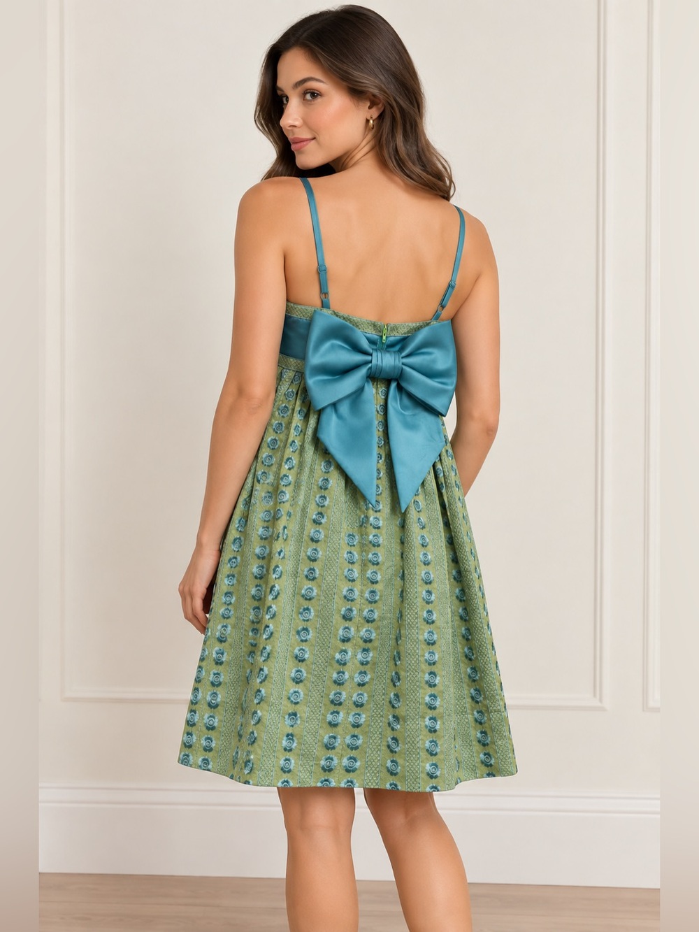 Betsey Johnson Green and Blue Dress with Bow